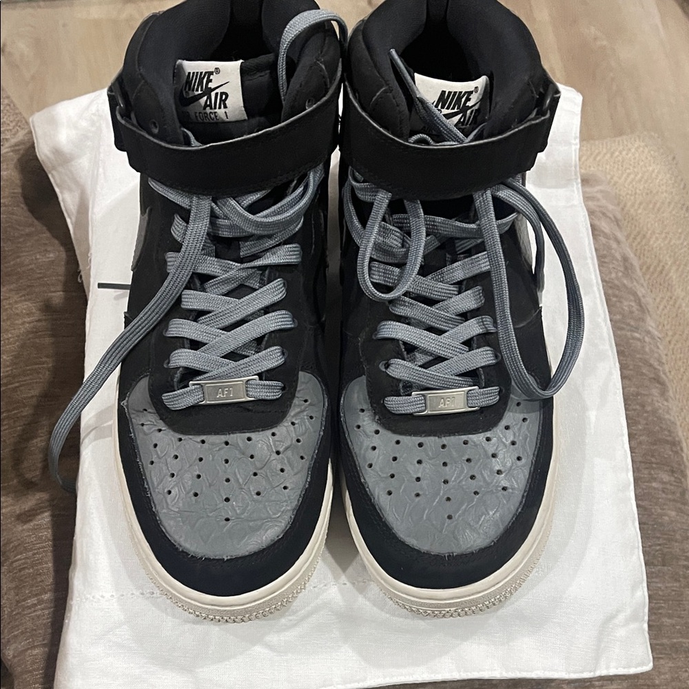 Nike Air Force 1 Black and Gray High-Top Sneakers